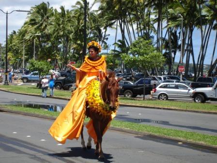 Merrie Monarch Parade decorated island queen Hilo 2008
